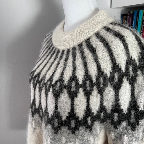 Banana Republic Fair Isle Mock-Neck Alpaca Sweater in Transition Cream size XL - Picture 6 of 14